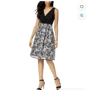 R&M RICHARDS Womens Black Floral Pleated Ruched Dress Suze 20